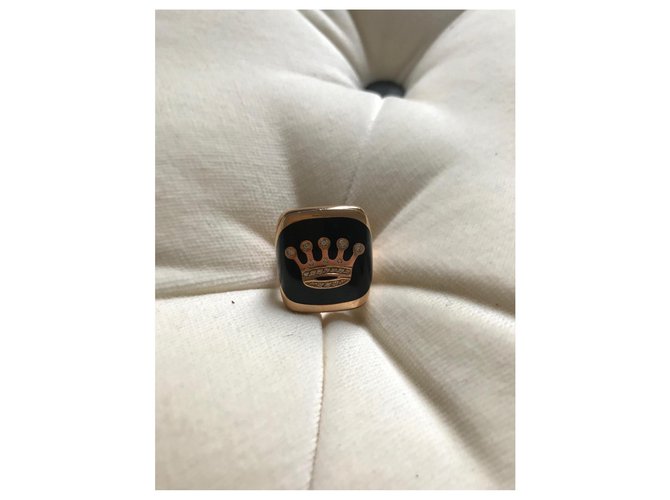 Autre Marque GAVELLO Diamond Crown Signet Ring Golden Pink gold  ref.269223
