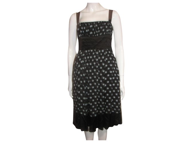 Diane Von Furstenberg Silk dress with star pattern Black Blue  ref.269226