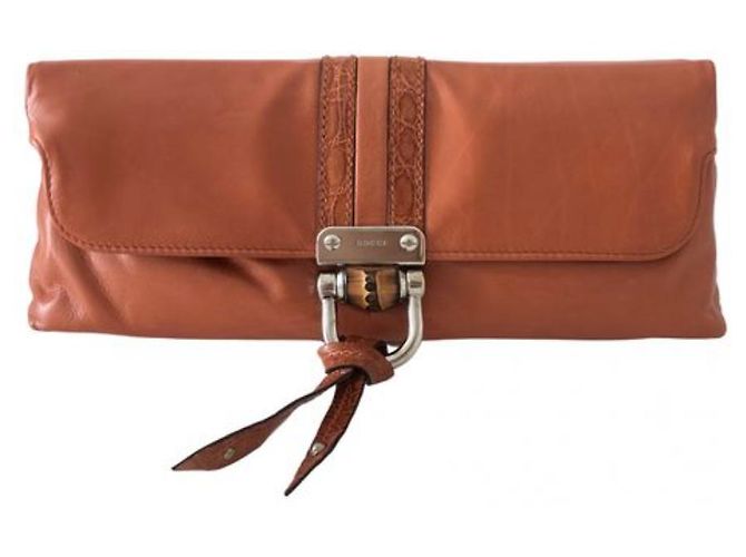 Bamboo Gucci Bolsa de couro de bambu Laranja