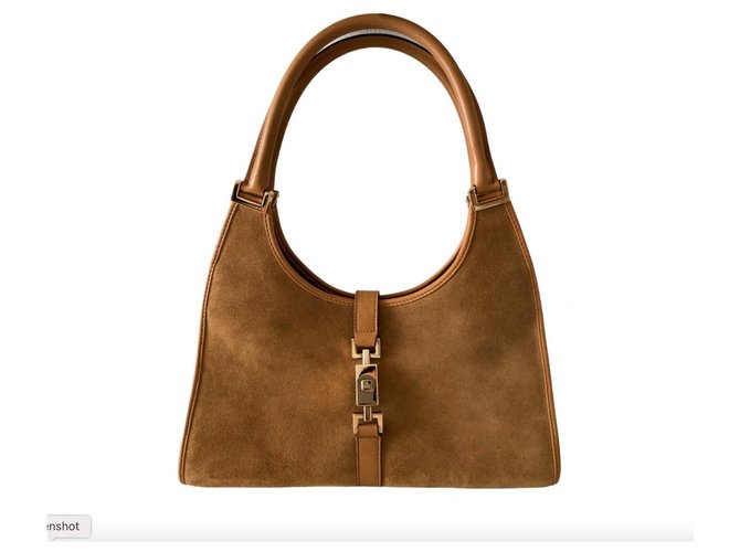 Gucci Sac à main Jackie Suede Caramel Bijouterie dorée  ref.269301