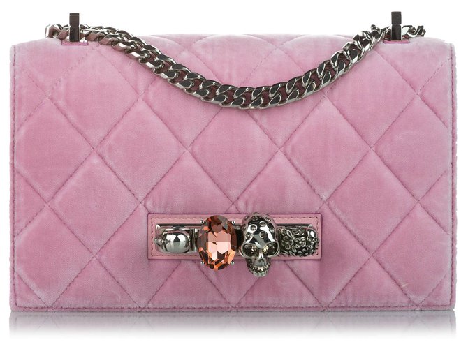 Alexander McQueen Pink Jewelled Suede Crossbody Bag Leather  ref.269357