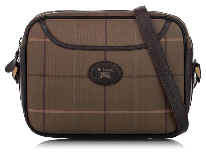 Burberry Brown Plaid Canvas Shoulder Bag Multiple colors Khaki Leather Cloth Pony-style calfskin Cloth  ref.269383