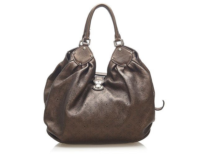 Louis Vuitton Brown Mahina XL Hobo Bag Bronze Leather Pony-style calfskin  ref.269412 - Joli Closet
