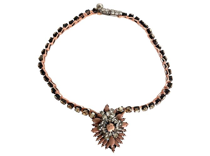 Shourouk Halskette Rosa und Schwarz Swarovski Kristalle Pink