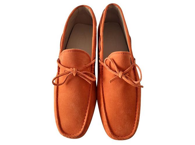 Tod's Gommini Loafer Orange Hirschleder Größe 45