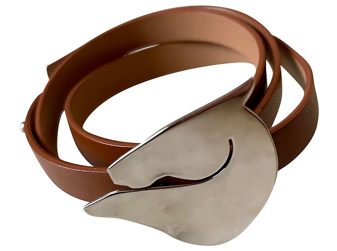 Arthus-Bertrand Equus Armband aus Silber und braunem Leder