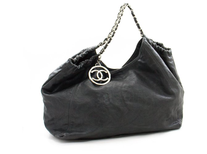 CHANEL Coco Cabas Caviar Black Leather Chain Shoulder Bag Silver ref.269489  - Joli Closet