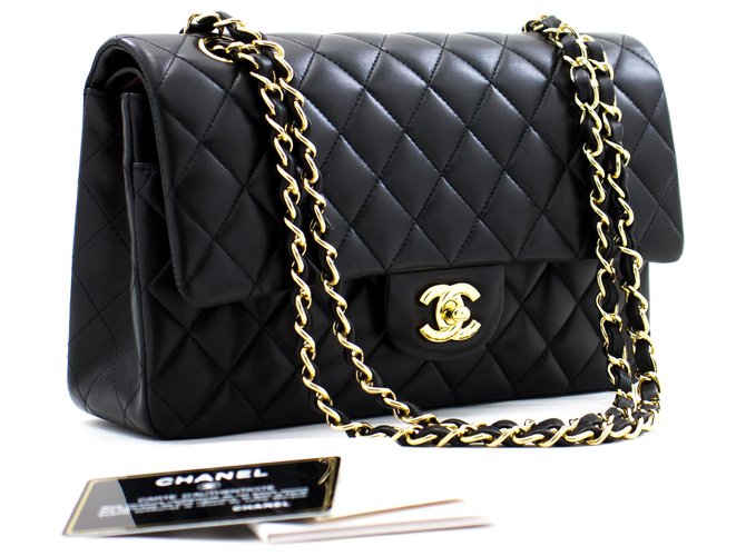 Chanel 2.55 lined Flap Medium Chain Shoulder Bag Black Lambskin Leather  ref.269493 - Joli Closet