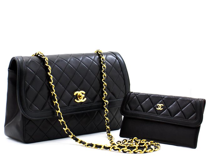 CHANEL Chain Shoulder Bag Single Flap Black Quilted Lambskin Leather  ref.269496