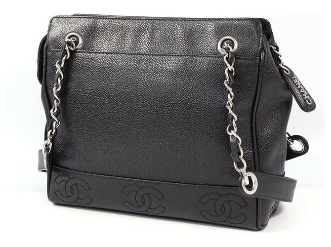 CHANEL chain tote triple coco Womens tote bag black x silver hardware  ref.269505