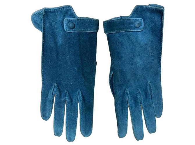 Hermès suede glove Blue Leather Deerskin  ref.269508