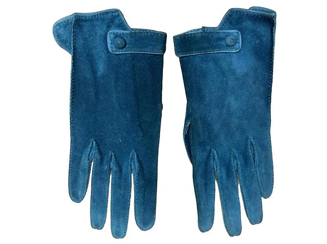 Hermès Wildlederhandschuhe Blau 