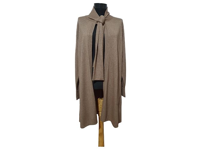 Autre Marque Fogal Oversize Strickjacke lang beige Seide Kaschmir