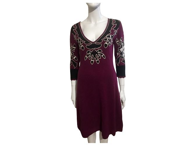 Temperley London Kaschmirkleid Bordeaux Schwarz Weiß Lila