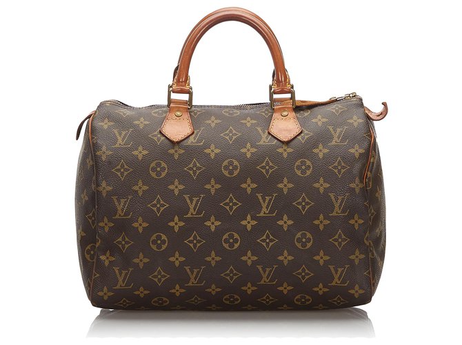 Louis Vuitton Brown Monogram Speedy 25 Leather Cloth  ref.269623