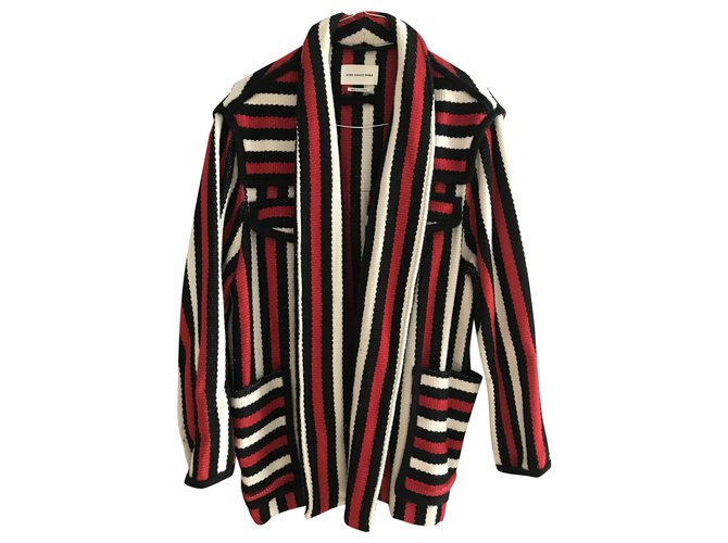 Isabel Marant Coats Outerwear Black White Red Wool ref.269699 Joli Closet