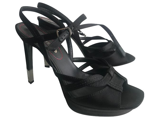 Celine Daoust Celine Sandals Black Satin Size 39