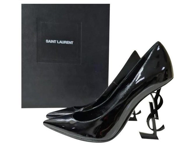 Yves Saint Laurent Opium Charol Bombas Tacones Zapatos Sz 36,5 Negro Cuero  ref.269740