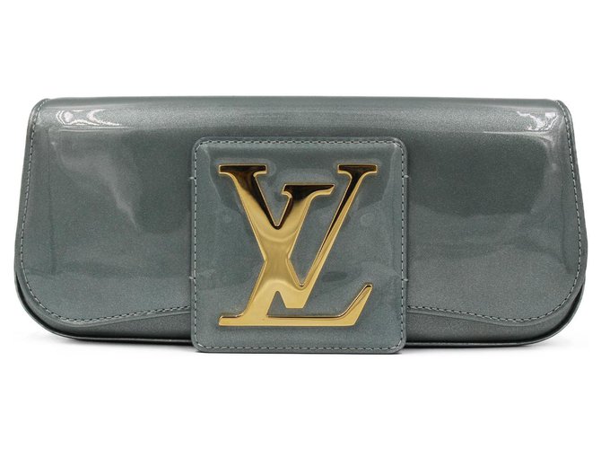 Authentic Louis Vuitton Green Patent Leather Sobe Clutch