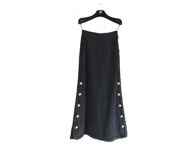 Chanel 5K$ New Maxi Tweed Skirt Black  ref.269798