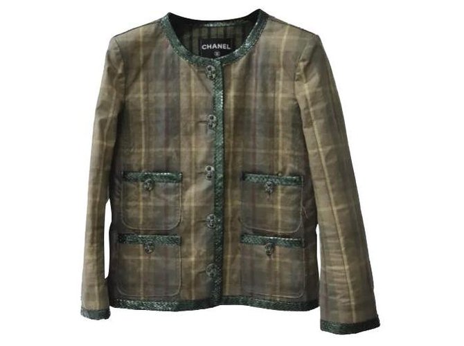 Chanel Paris-Edinburgh Python-Trimmed Jacket Sz.38 Multiple colors Exotic leather  ref.269818