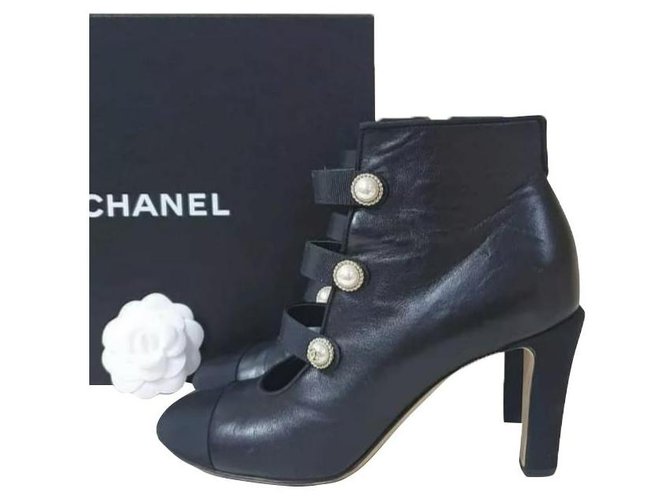 Chanel Buckle Boots in Black Size 39