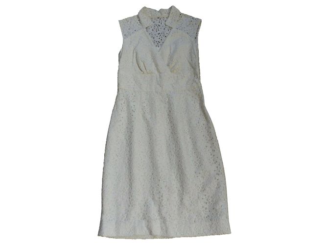 Vestido Milly de encaje de guipur y seda blanco Crudo