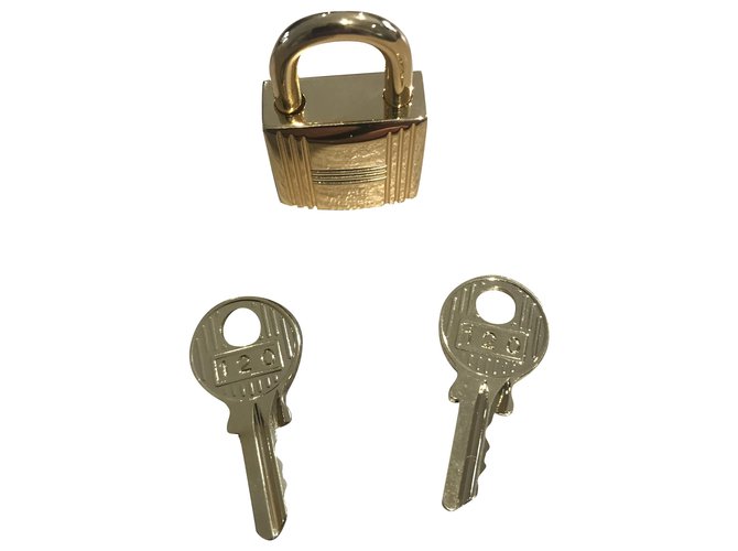 Cadeado de aço dourado Hermès com 2 chaves Gold hardware  ref.269936