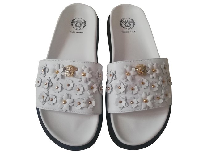 Versace Mules White Leather  ref.269958