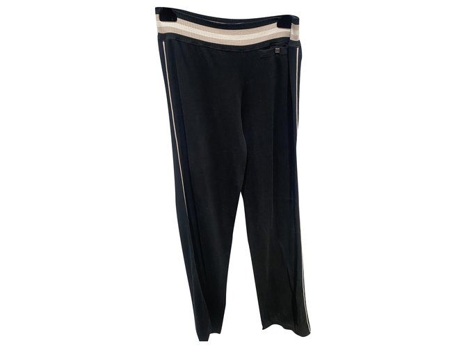 Chanel Pants, leggings Black Cotton  ref.269988