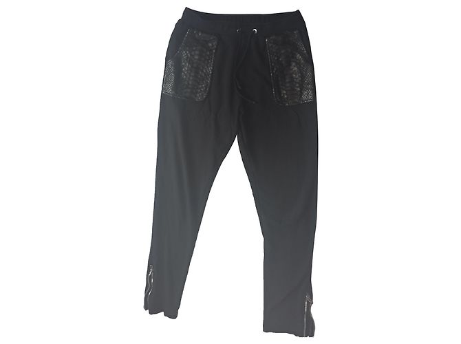 Autre Marque Joey MARTIN'S Jogginghose Schwarz Baumwolle und Python XL