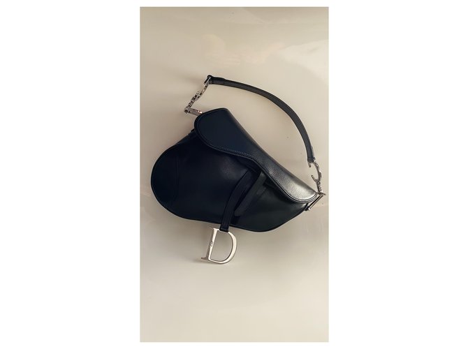 Christian Dior Saddlebunch Black Silvery Leather  ref.270046