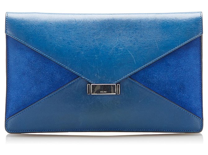 blue suede clutch bolsa