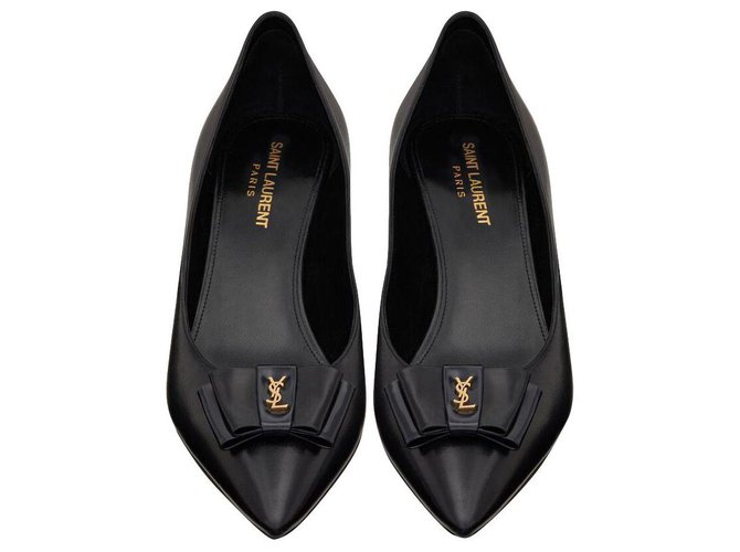 Saint Laurent ANAÏS BOW PUMPS IN SMOOTH LEATHER Black  ref.270171