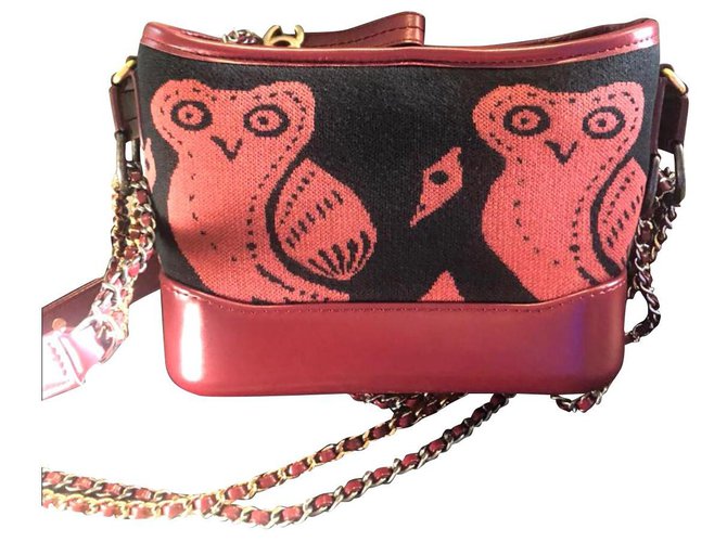 Chanel small Gabrielle bag Red Leather Cloth ref.270216 - Joli Closet
