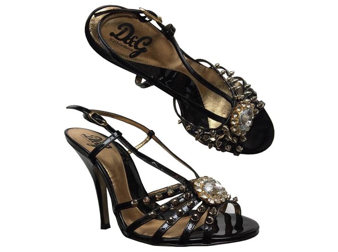 Dolce & Gabbana Des sandales Cuir vernis Noir  ref.270233