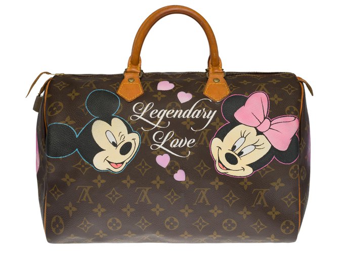 Lovely Louis Vuitton Speedy bag 35 in custom monogram canvas "Legendary Love" Brown Leather Cloth  ref.270240