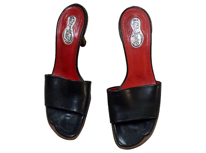 Free Lance Leather Mules Black Hazelnut