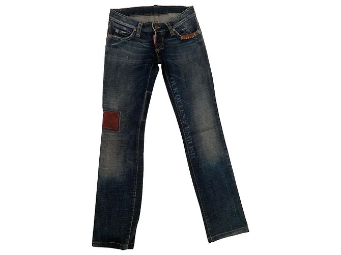 Dsquared2 Blue Denim Jeans with Leather Details