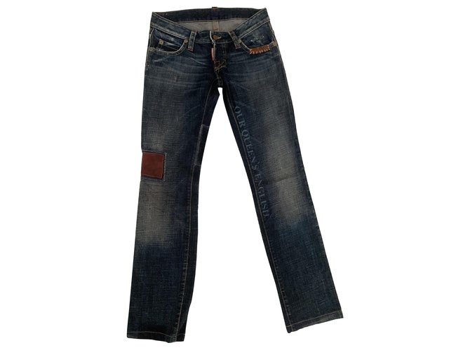 Dsquared2 jeans Cuir Cuir vernis Cuirs exotiques Fourrure Bleu  ref.270342