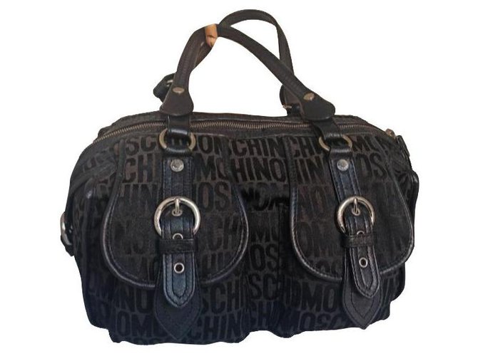 Moschino tote bag satchel bag Black Leather Cloth  ref.270350