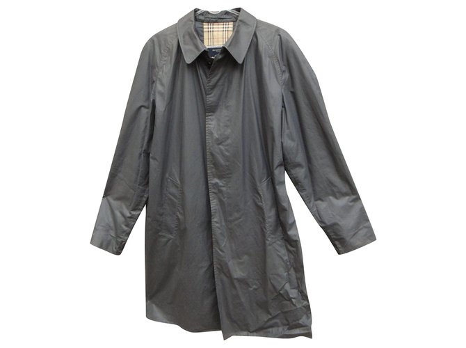 Burberry men's raincoat 54 Dark grey Cotton  ref.270391