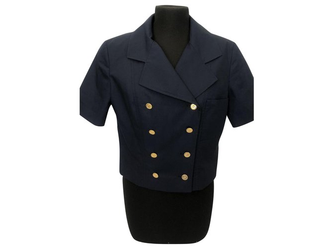 Chanel Short jacket Blue Cotton  ref.270422
