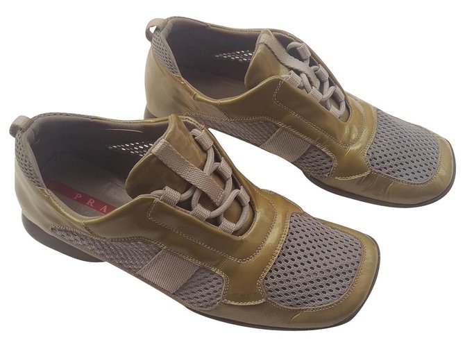 Prada Sneakers Olive green Patent leather  - Joli Closet