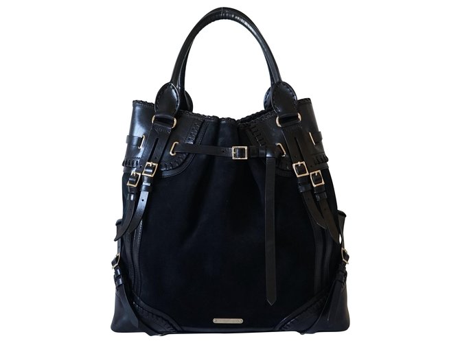 Burberry Totes Black Suede Leather  ref.270519