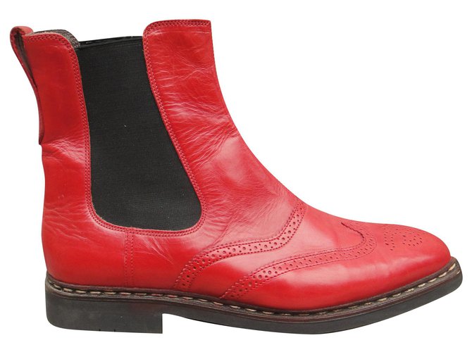 Heschung p ankle boots 41 Red Leather  ref.270531