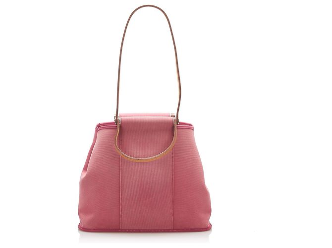 Hermès Hermes Pink Cabag Elan Canvas Satchel Marrone Rosa