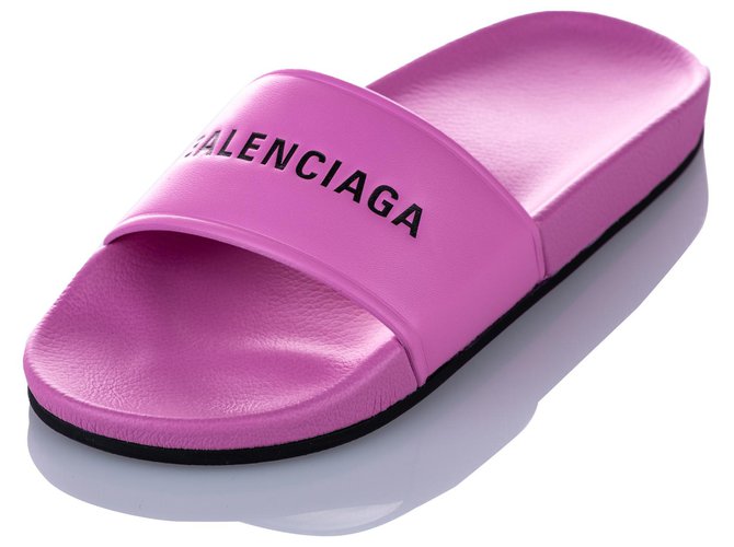 Balenciaga Pink Piscine Flat Sandal Black Plastic  ref.270617