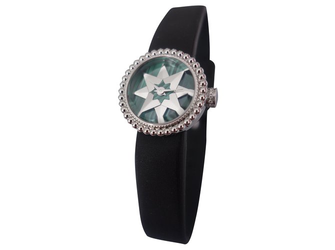 Relógio D de Dior Rose des Vents Preto Verde Aço Cetim  ref.270724