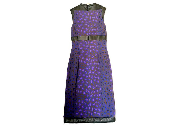 Christopher Kane Quilted Leather Trim Purple Leopard Dress Polyester  ref.270741